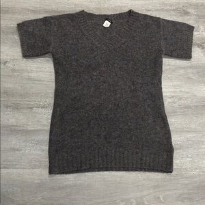 J. Crew September Sweater Seaport Gray Short Sleeve Wool Blend, Sz S